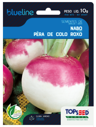 Semente Nabo Pêra de Colo Roxo para Plantio Jardim BlueLine 10gr - TopSeed