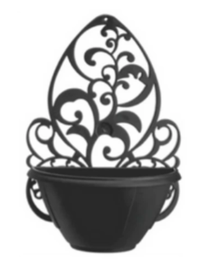 Arandela Preta com Vaso de Parede tam. P - Plasmarc