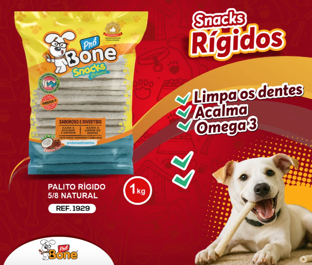 Petisco para Cães Palito Rígido Natural tam. 5/8 com 1kg - Pró Bone