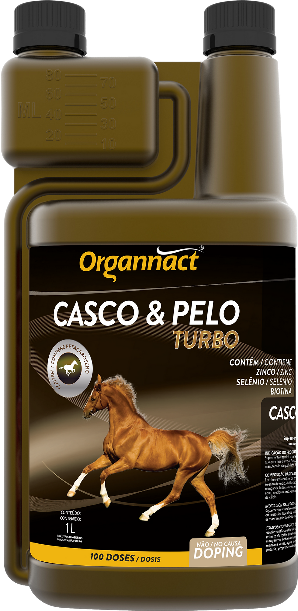 Suplemento Vitamínico para Equinos Casco e Pelo Turbo 1L - Organnact