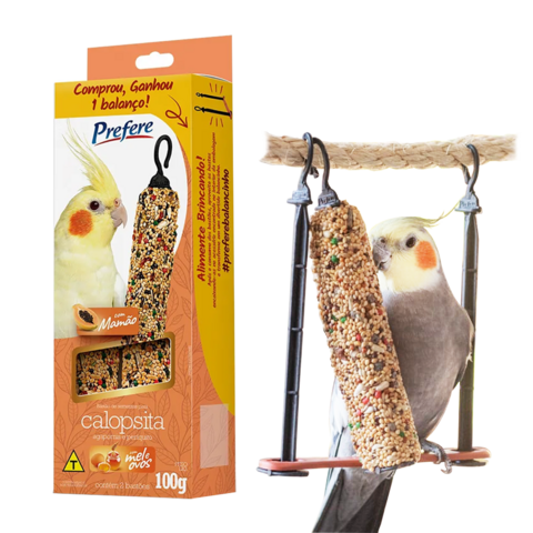 Bastão Sementes Pássaro sabor Coco e Balanço Calops, Agap e Periq. 100gr-Prefere