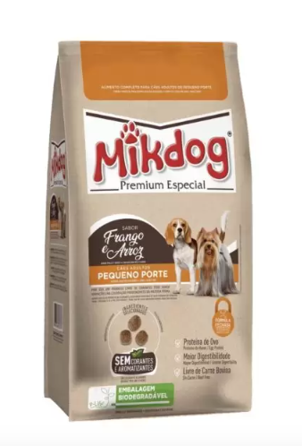 Ração Premium Especial Cães Adultos Pequeno Porte Frango e Arroz 15kg - MikDog