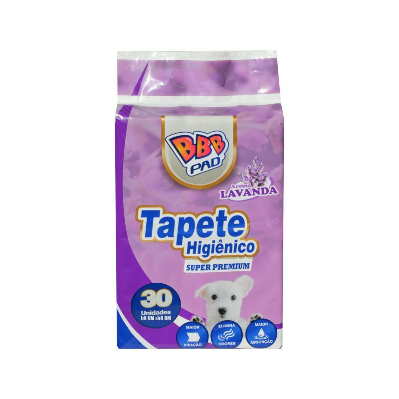Tapete Higiênico Premium com Aroma de Lavanda 56x56cm para Cães - 30un - BBB Pad