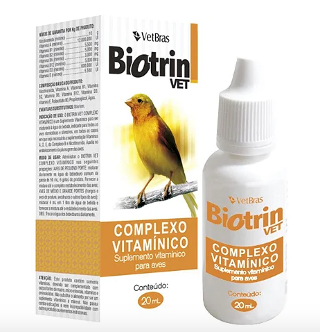 Suplemento Vitamínico Pássaros Biotrin Complexo Vitamínico 20ml - Vetbras