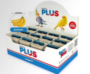 Caixa com 24 Pedras de Cálcio Plus para Pássaros sabor Banana 32gr - TwooPets