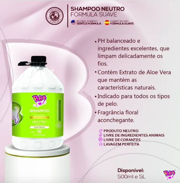 Shampoo Profissional Premium Cães Linha Neutro 5L - BBB Love