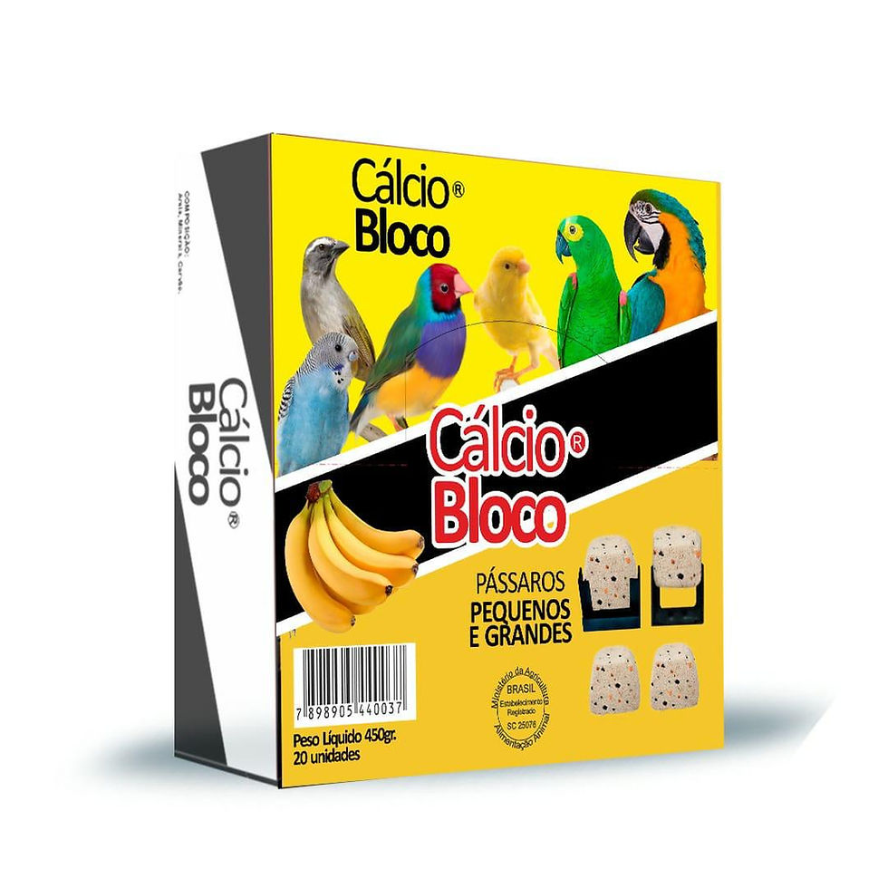 Suplemento Pássaros Caixa Blocos Cálcio sabor Banana 450gr - Universal Aves