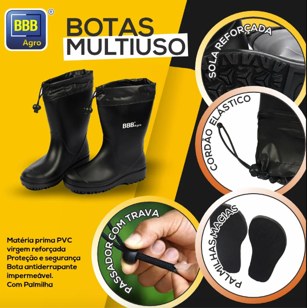 Bota Multiuso cor Preta Cano Longo tam. 40 - BBB Agro