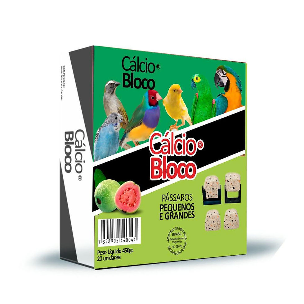 Suplemento Pássaros Caixa Blocos Cálcio sabor Goiaba 450gr - Universal Aves