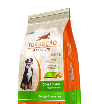 Ração Premium para Cães Adultos Raças Grandes sabor Legumes 1kg - Turbocão