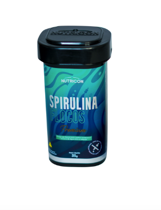 Alimento completo para Peixes Spirulina Flocos Pote 12gr - Nutricon