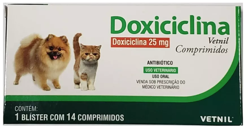 Antibiótico Pet Doxiciclina 25mg com 14 comprimidos - Vetnil