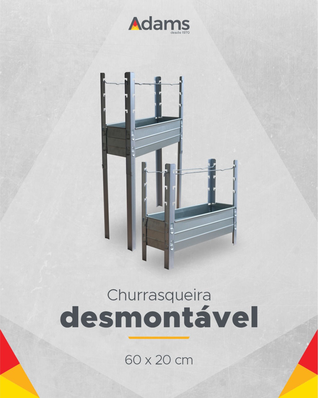 Churrasqueira Baixa Desmontável de Metal 60cm x 20cm - Adams