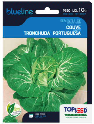 Semente Couve Tronchuda Portuguesa para Plantio Jardim BlueLine 10gr  -TopSeed
