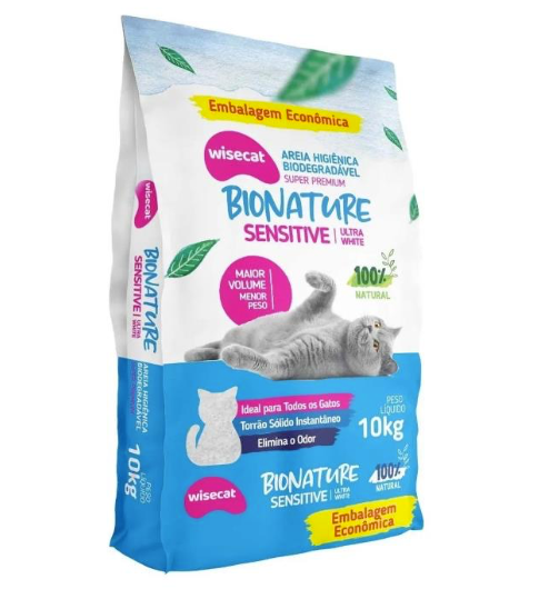 Areia Higiênica Biodegradável Gatos Linha Sensitive 10kg - Bionature