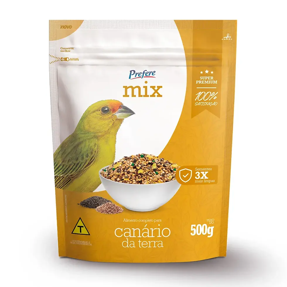 Ração Super Premium Mix Sementes Pássaro Canário da Terra 500gr - Prefere