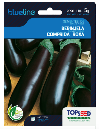 Semente Beringela Comprida Roxa para Plantio Jardim BlueLine 5gr - TopSeed