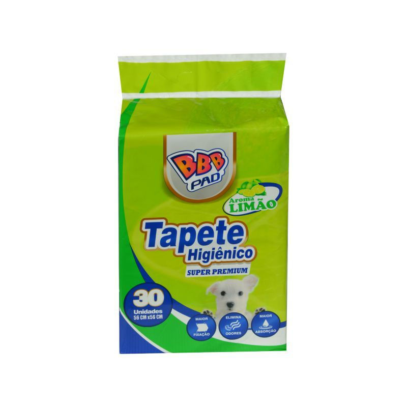 Tapete Higiênico Premium com Aroma de Limão 56x56cm para Cães - 30un. - BBB Pad