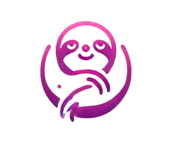 A minimalistic pink sloth icon, representing a relaxed and effortless approach to social media automation.