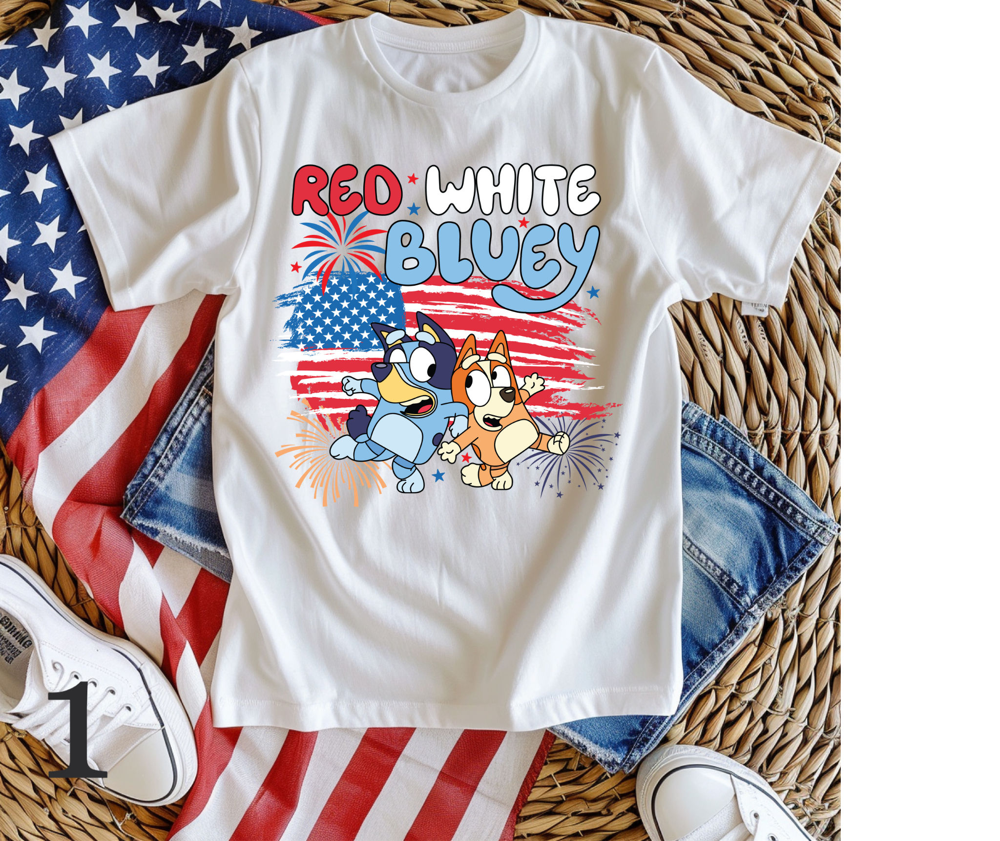 Red White Bluey - 4th of July - Shirt
