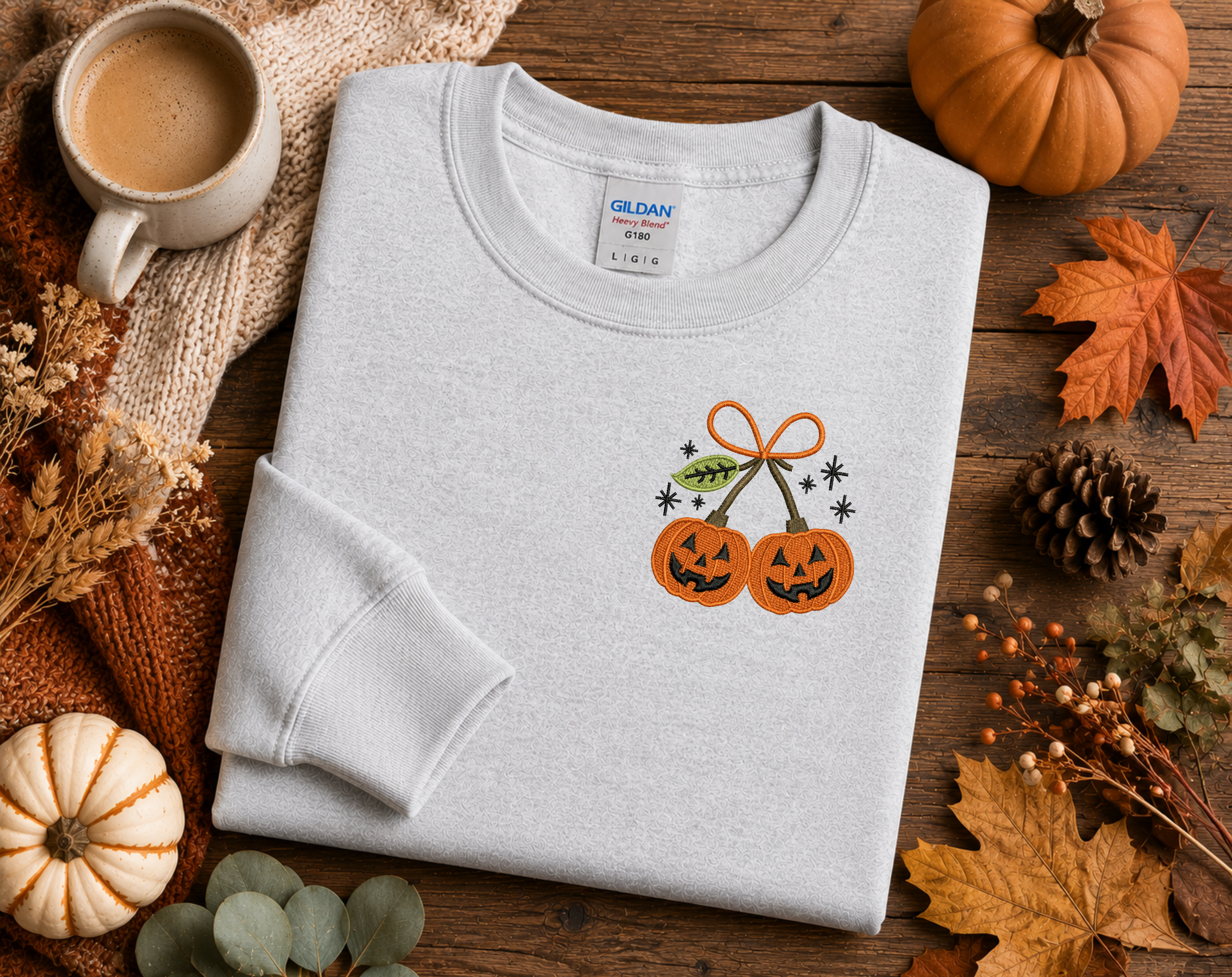 Pumpkin Cherries - Embroidery Crewneck