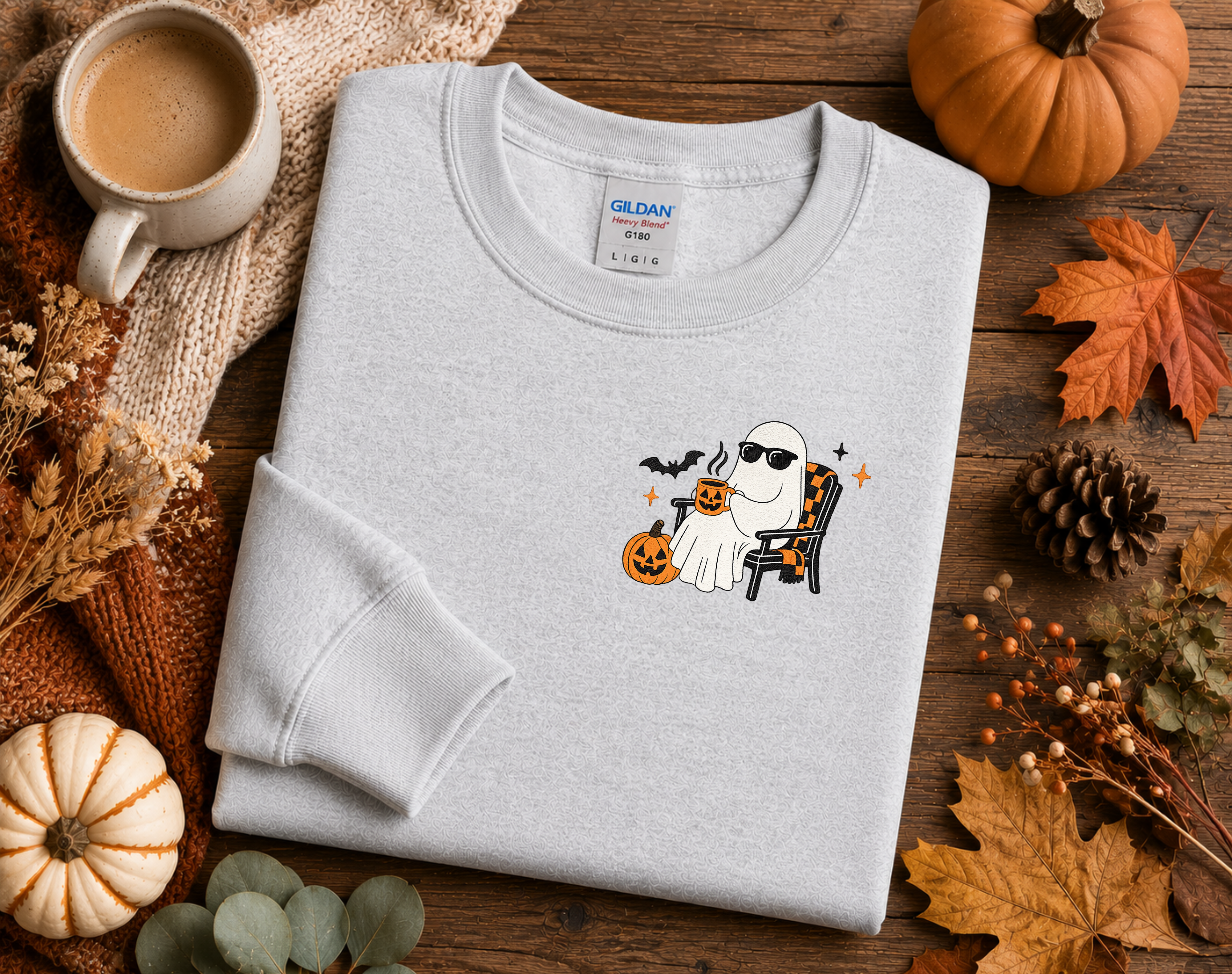 Sippin' Spooky - Embroidery Crewneck