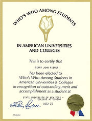 Who's Who in American Colleges & Universities Certificate