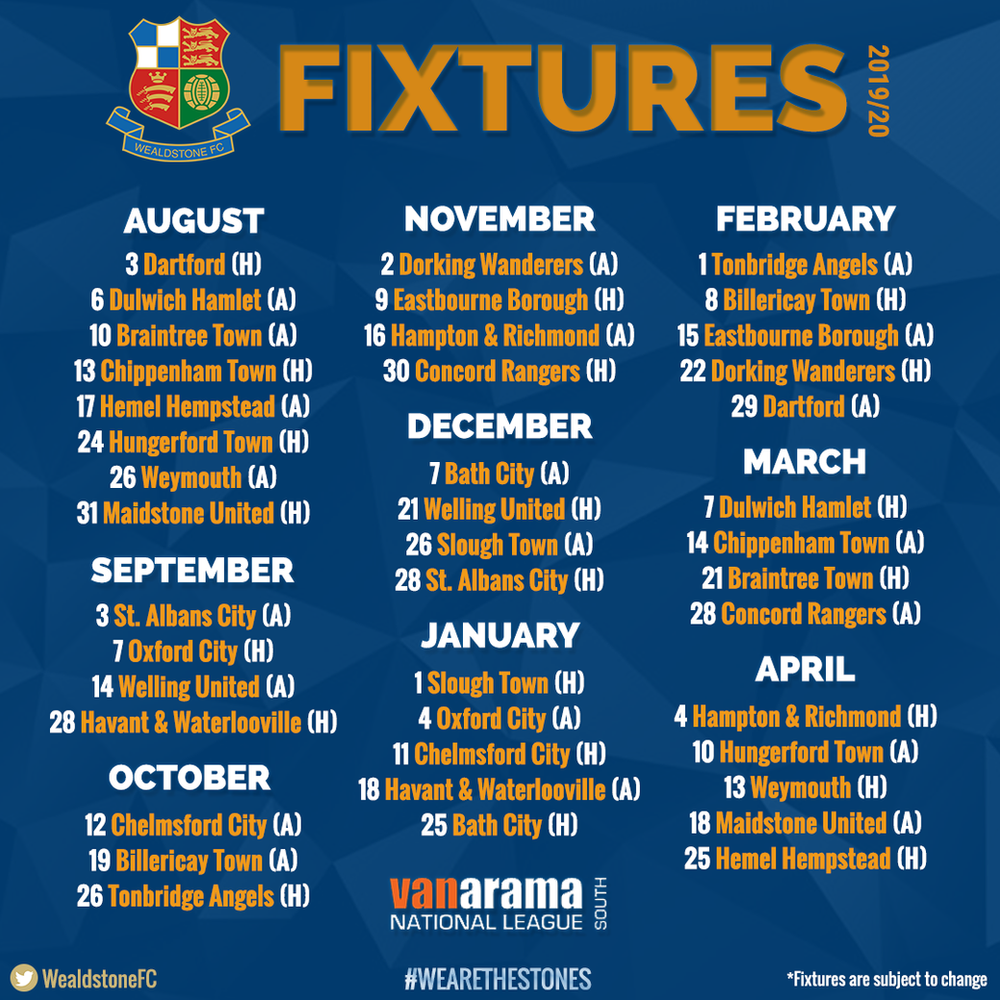 Full 2019 20 League Fixtures Released Full 2019 20 League Fixtures Released
