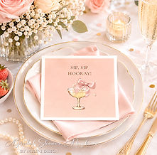 Coquette Pearls & Prosecco Bridal Shower Napkins with chic pearl details and classy champagne vibes, perfect for a trendy bridal shower brunch, bachelorette party, or glam wedding celebration decor.