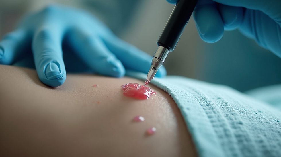 Close-up view of a dermatoscope on a skin lesion