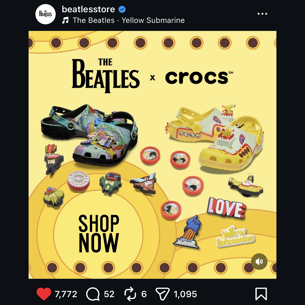 UMG Beatles x Crocs Social Post Snapshot