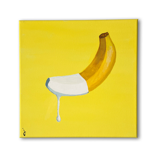 Creamy Yellow Banana Boy Acrylic Paint on Canvas