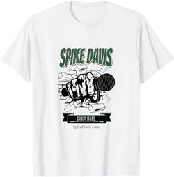 fist brick mic white green shirt