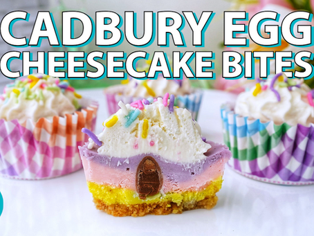 3-Layer Cadbury Egg Cheesecake Bites!