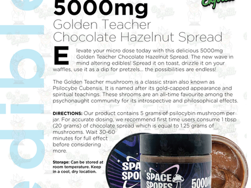 Product Feature: 5000mg Golden Teacher Chocolate Hazelnut Spread