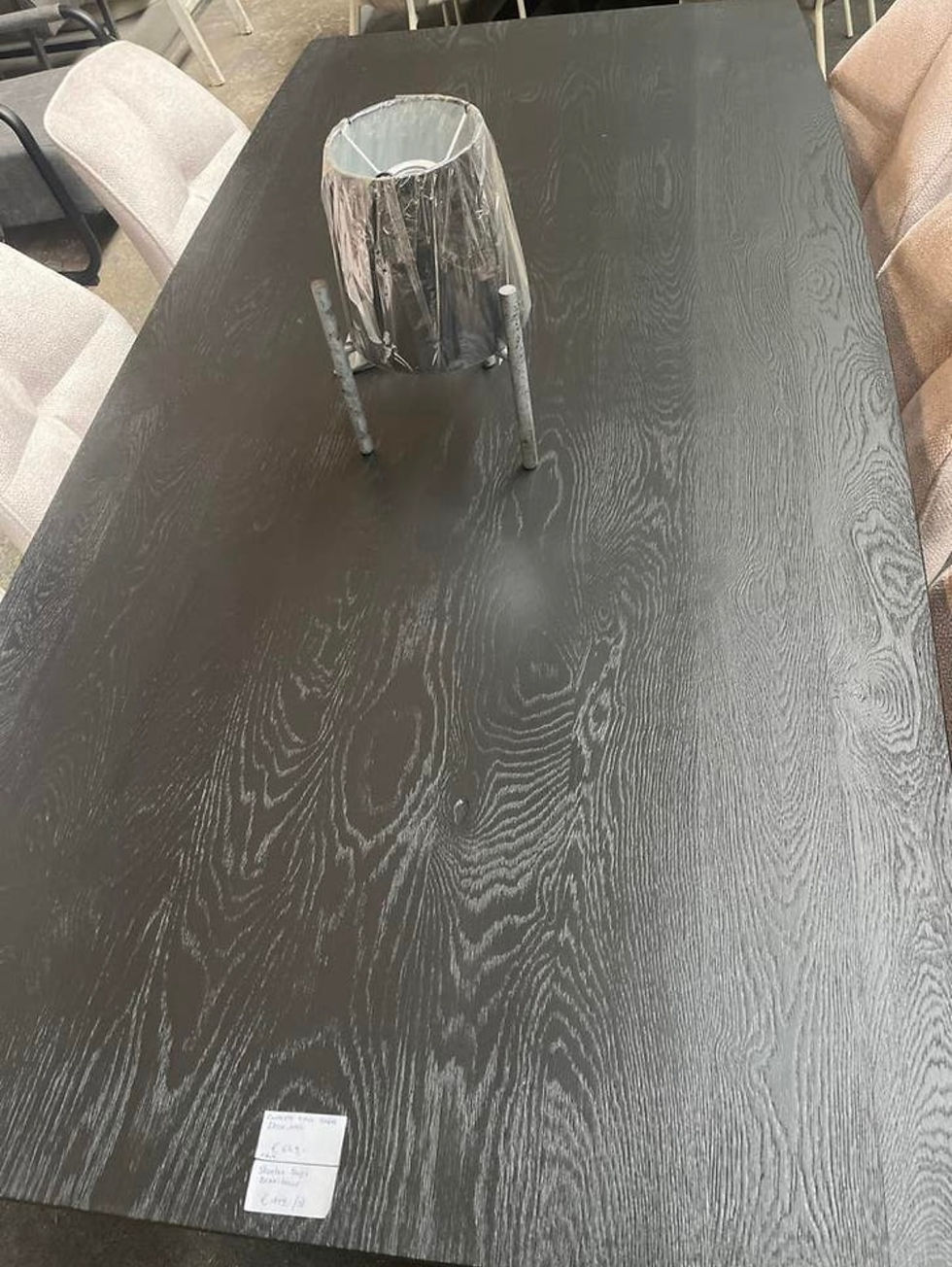 Thumbnail: Massief eiken eettafel zwart