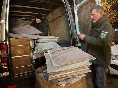 start of our aid mission to ukraine - day one at Uzhhorod, picking up warm blankets, generators and handover of media support to tv21