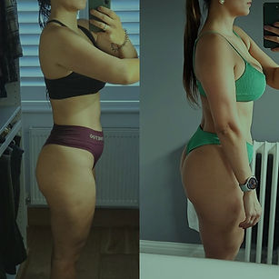 A before and after photo of a client who worked under Coach Sonam