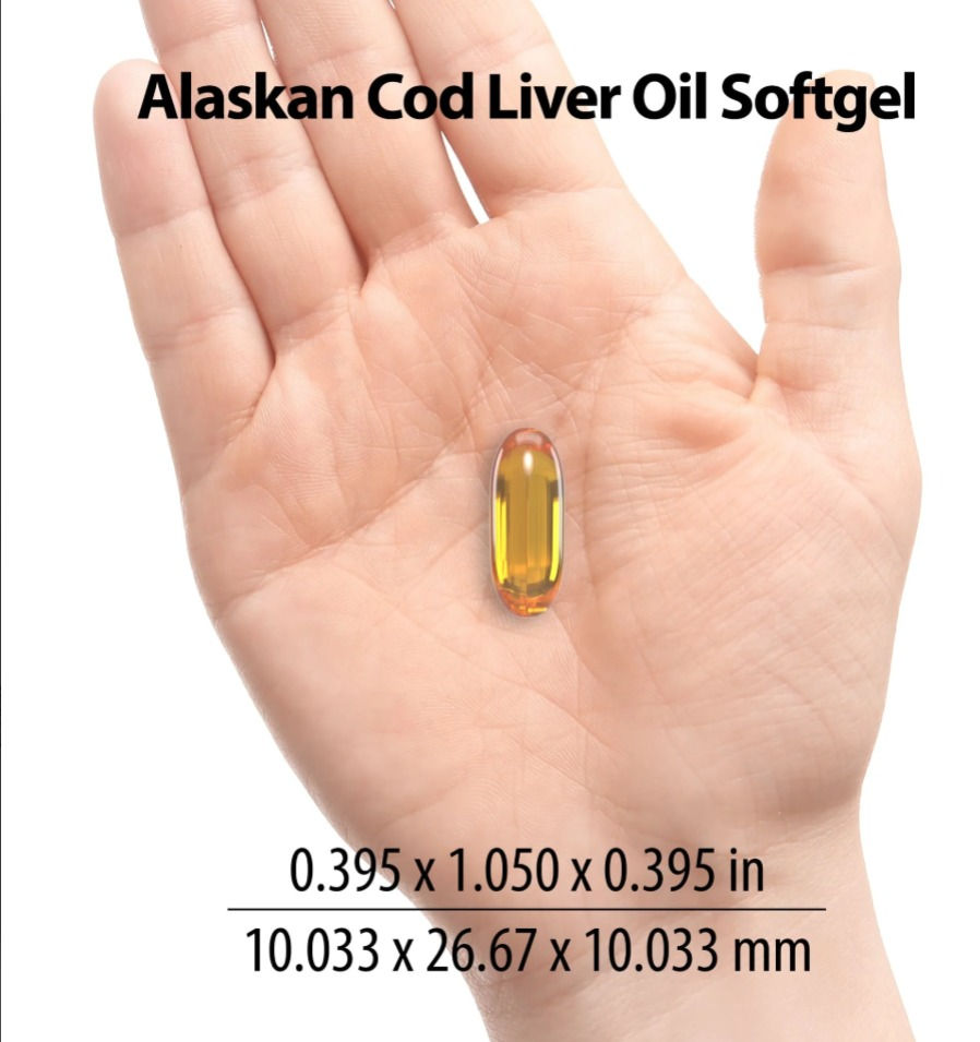 Thumbnail: Hand holding capsule of Cod Liver Oil