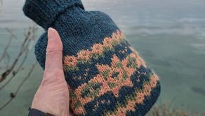 Winter Sea Swims With My First Knitted Hot Water  Bottle Cover. 