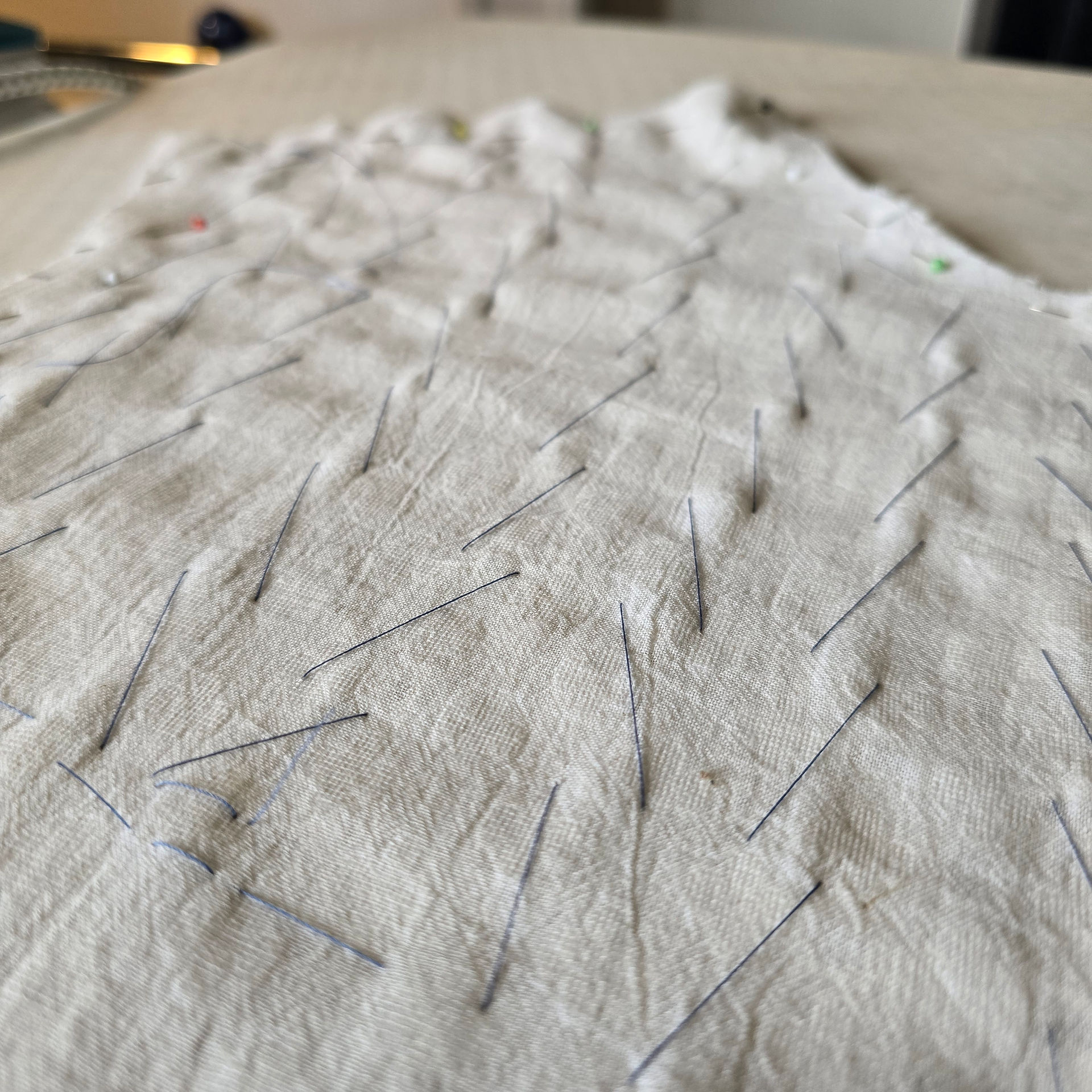 Stitching to keep all the layers of fabric together whilst I work