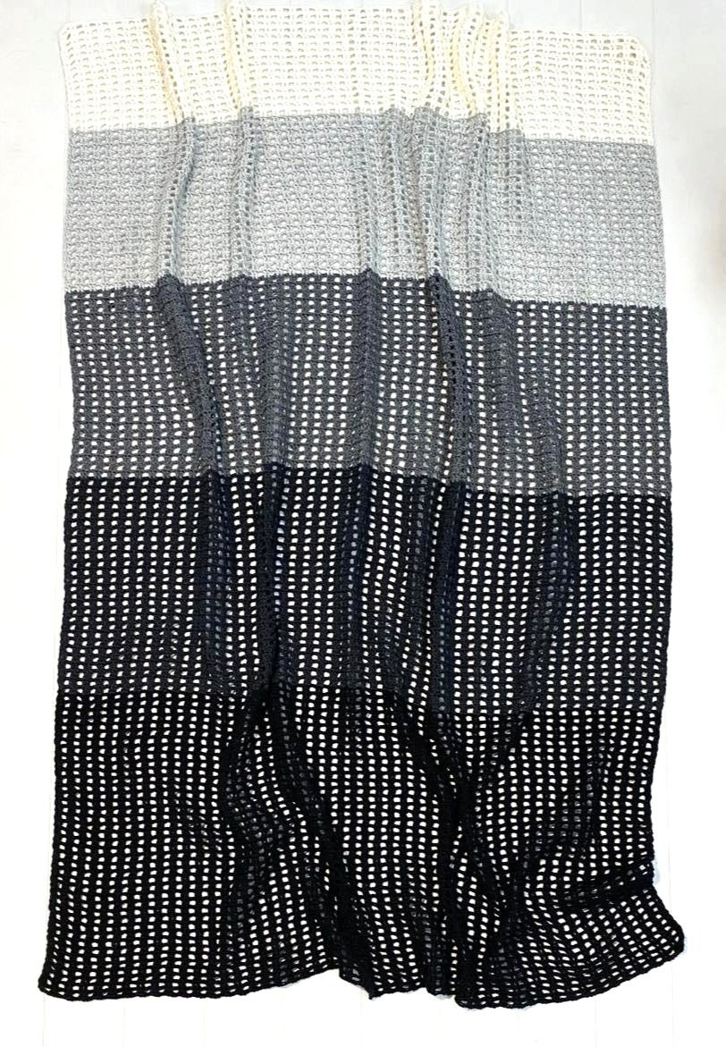 Shades of Grey Crochet Blanket Kit 130cm x 170cm Easy Crochet Kit The Blue Box