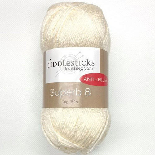 Fiddlesticks Superb 8 8ply Soft Acrylic Yarn Neutral to Grey