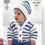 Thumbnail: Front cover of King Cole Knitting Pattern Leaflet 3557 - 8ply with Baby wearing Cardigan and Beanie
