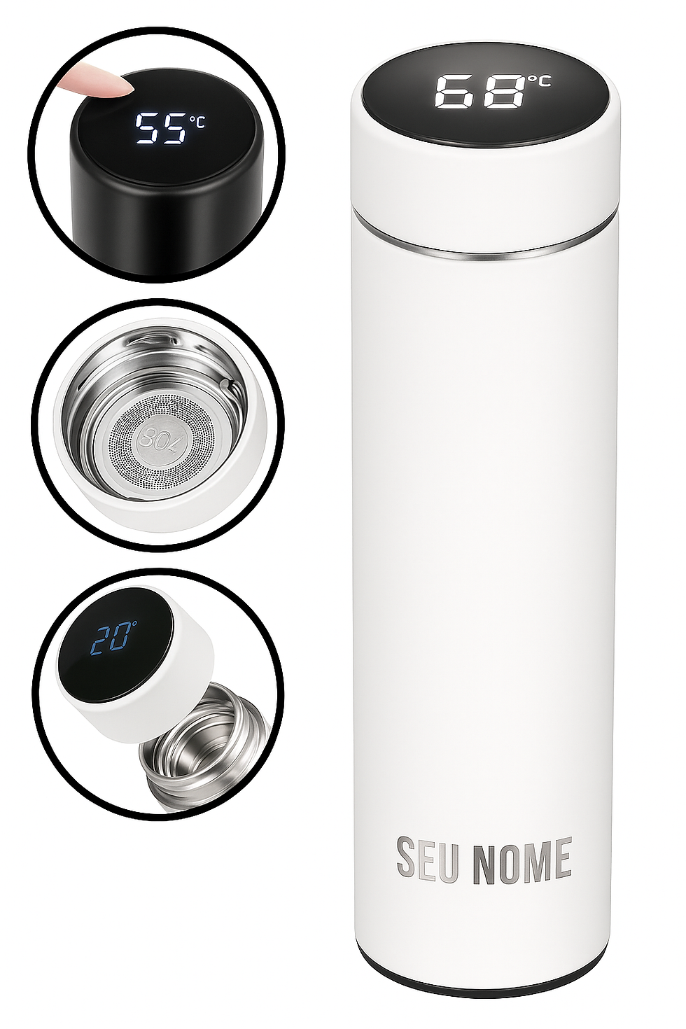 Miniatura: Garrafa térmica com Visor Digital 500ml (Com Seu Nome)
