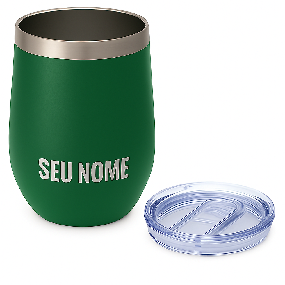 Miniatura: Copo térmico tipo cuia 360ml com tampa "cores escuras" (Com Seu Nome)