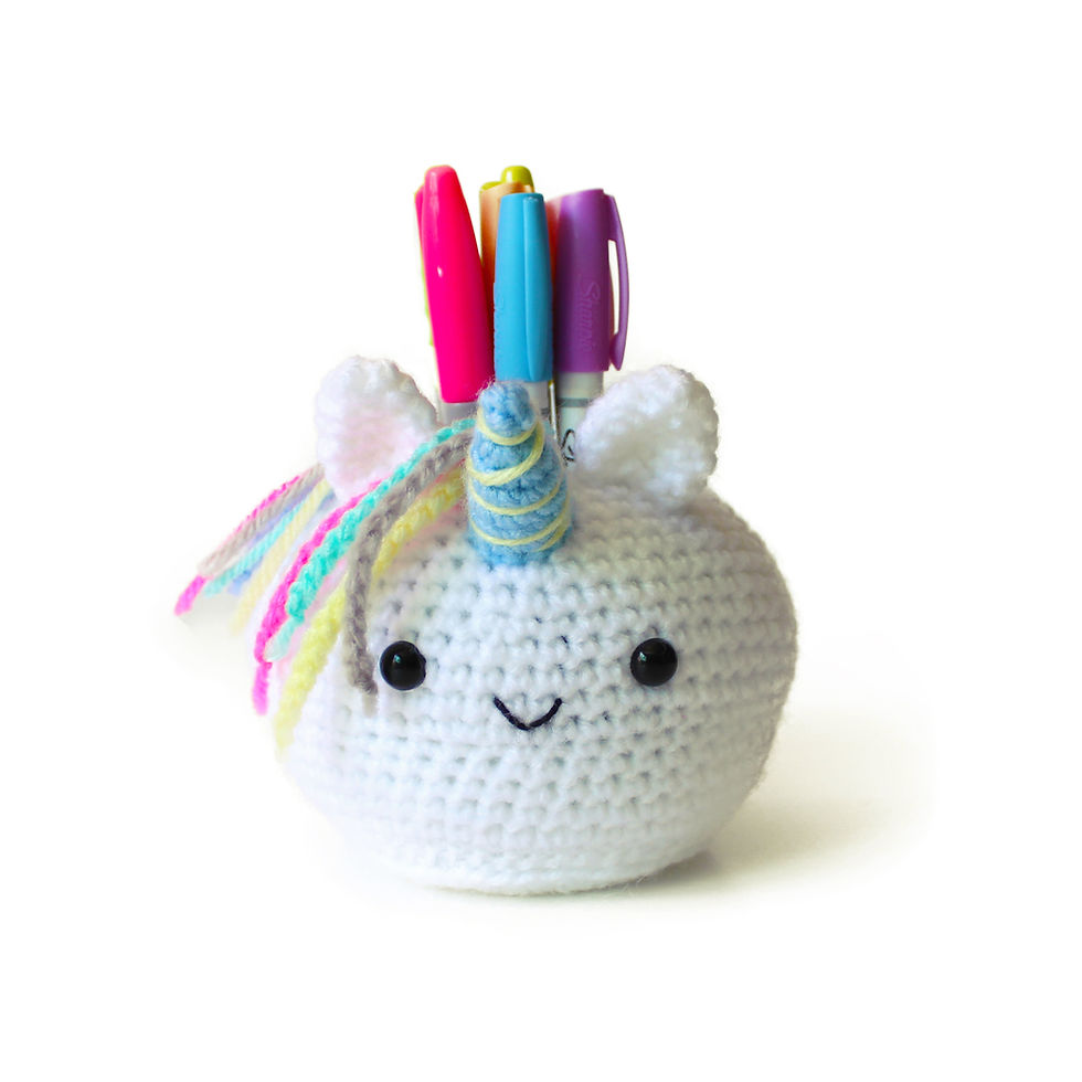 Thumbnail: Handmade Crochet Unicorn Holder – Amigurumi Desk Organizer Cup