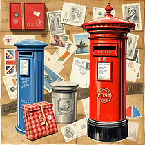 old british pillar box, post office boxes and shipping and stamps postcards and parcels.jp