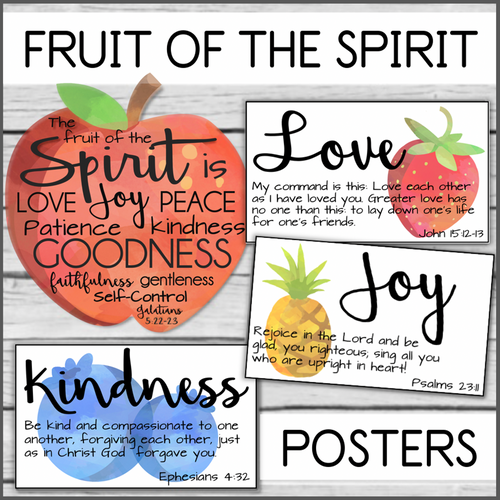Fruit of the Spirit Watercolor Posters Christian Education