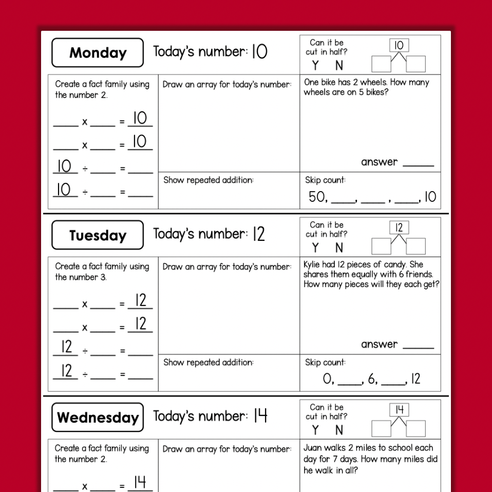 grade 3 number of the day worksheets multiplication division word problems fishyrobb